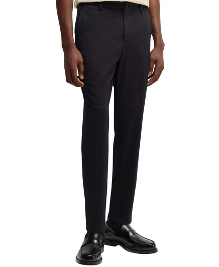 Мужские брюки зауженного кроя из ткани Seersucker от Hugo Boss black