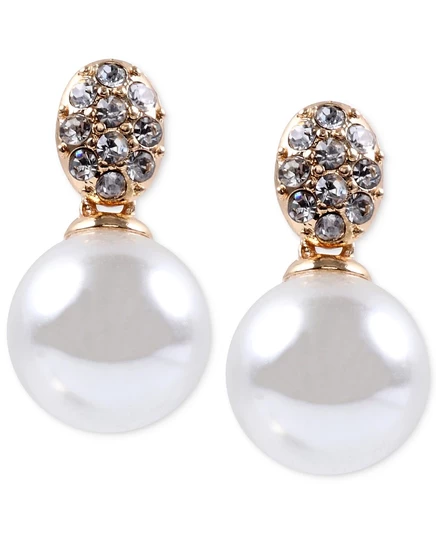 Серьги Anne Klein с кристаллом и стеклянной жемчужиной