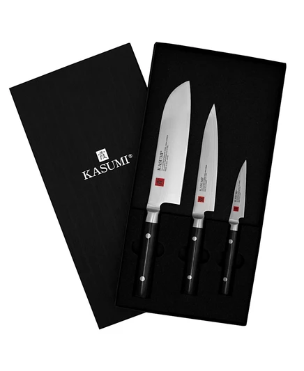 Набор ножей Kasumi Santoku 3 шт, дамасская сталь, серебристый
