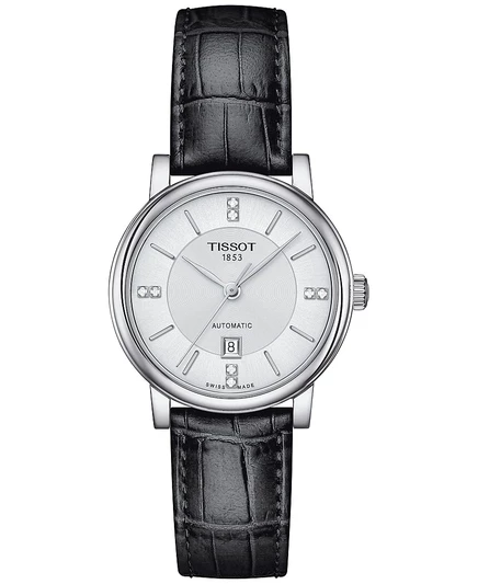 Женские часы Tissot Carson автомат 30 мм, черный ремешок