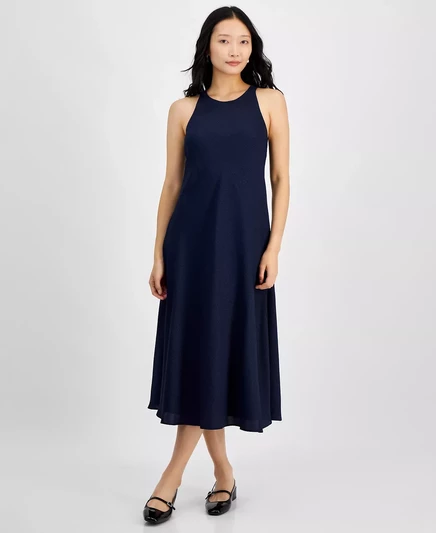  Женское атласное платье миди без рукавов из молотобойца, созданное для Macy's intrepid blue