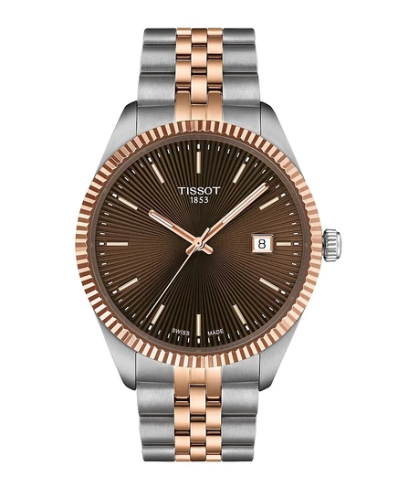 Мужские двухцветные часы Tissot Ballade из нержавеющей стали, 40 мм, коричневые