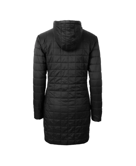 Женское длинное пальто с капюшоном Cutter & Buck черного цвета Detroit Lions Rainier PrimaLoft Eco Insulated на молнии с капюшоном black
