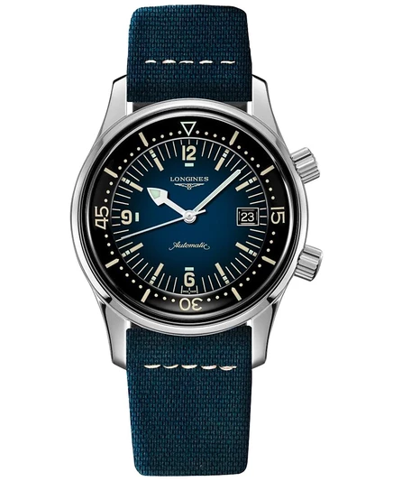 Мужские швейцарские автоматические часы Legend Diver Longines с синим кожаным ремешком 42 мм