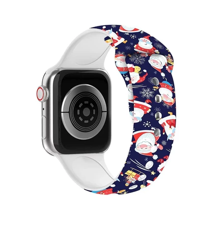 Силиконовый ремешок в рождественском стиле Waloo для Apple Watch navy santa