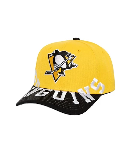 Мужская золотисто-черная кепка Mitchell & Ness Pittsburgh Penguins Under Arch с двухцветной застежкой Pro Crown Snapback