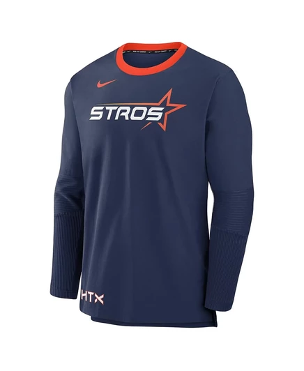 Мужская футболка с длинным рукавом Nike Navy Houston Astros 2025 City Connect Authentic Collection из легкой коллекции Player Tri-Blend Performance. navy