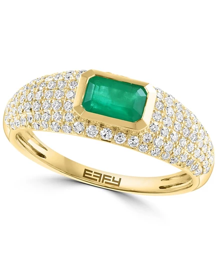 Кольцо EFFY Collection с изумрудом и бриллиантами, 14k, золотое