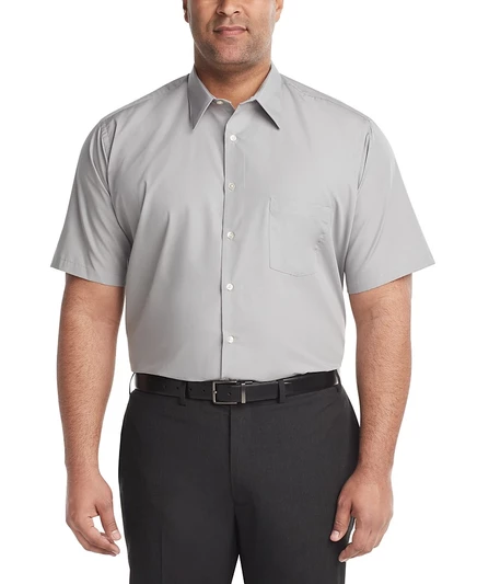 Мужская рубашка из поплина с коротким рукавом Van Heusen Van Heusen Mens Big & Tall gray