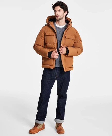Levis Мужская стеганая куртка-фугу Levis с капюшоном brown