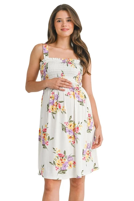 Женское платье для беременных Hello Miz Floral со смок-лифом, кремовое