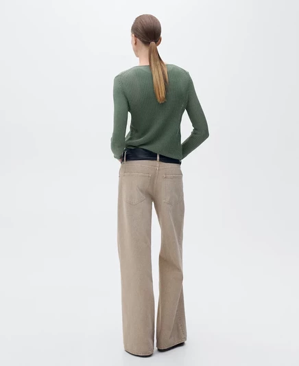Женский кардиган с бантиками в рубчик Mango green