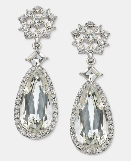 Серьги Givenchy с двойными кристаллами-грушами, белые