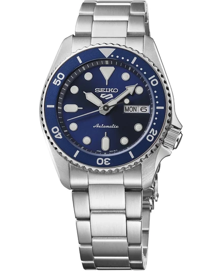 Мужские спортивные часы Seiko с серебряным браслетом из нержавеющей стали 5, 38 мм