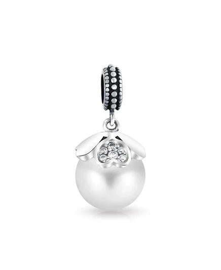 Шарм Bling Jewelry Heart Cap Pearl, серебро 925, белый
