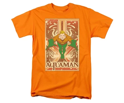 Dc Aquaman Мужская футболка DC Comics Aquaman Aquaman для взрослых с коротким рукавом orange