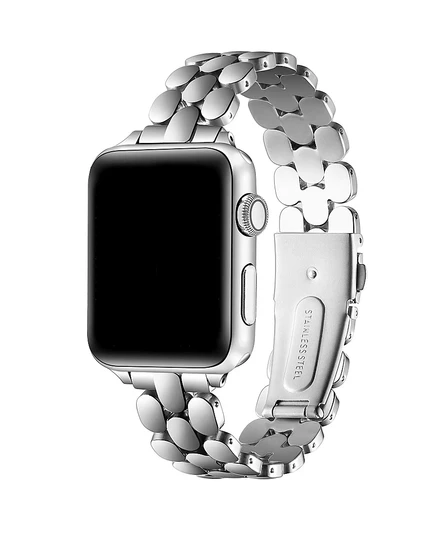 Шикарный наждачный ремешок из нержавеющей стали для Apple Watch silver