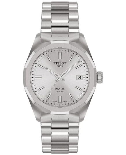 Женские часы Tissot PRC 100 Solar 34 мм, серебристые