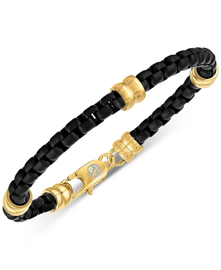 Браслет-цепочка Esquire Men's Jewelry Box из нержавеющей стали с ионным покрытием черного и золотого цветов, эксклюзивно представленный в Macy's black