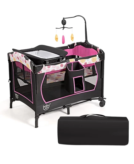 Портативная люлька Costway Baby Bedside Sleeper 4-в-1 на колесиках розовый