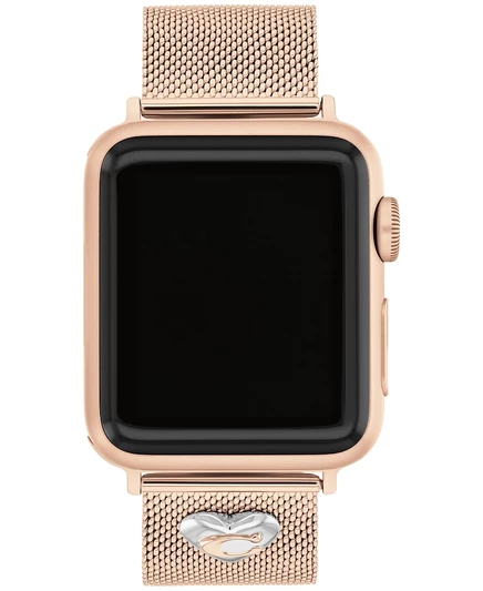 Сетчатый браслет COACH из нержавеющей стали цвета розового золота для Apple Watch Pink 38, 40, 41 мм