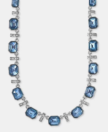Колье-ошейник Anne Klein Pavé Bar с изумрудной огранкой, удлинитель 16 дюймов + 3 дюйма, синий