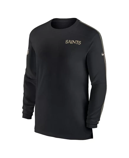 Мужская черная футболка с длинным рукавом Nike New Orleans Saints Sideline Coach UV Performance black, gold