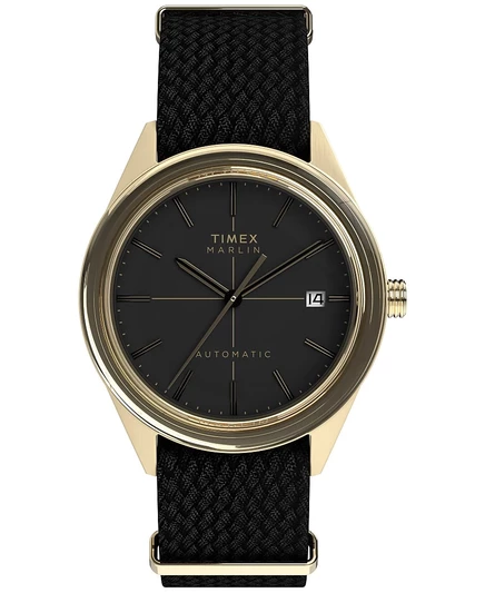 Мужские механические часы Timex с автоподзаводом из черной ткани, 38 мм, черные