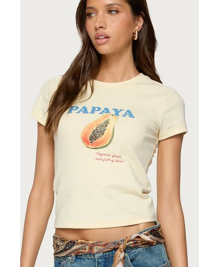 Женская футболка Edikted Papaya с принтом папайи, желтая