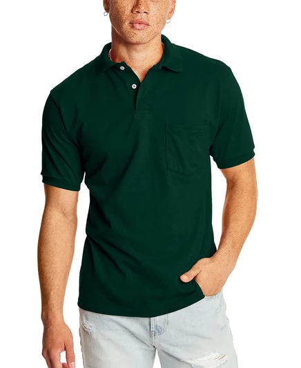 Мужское поло Hanes EcoSmart с карманом, зеленое, 2 шт