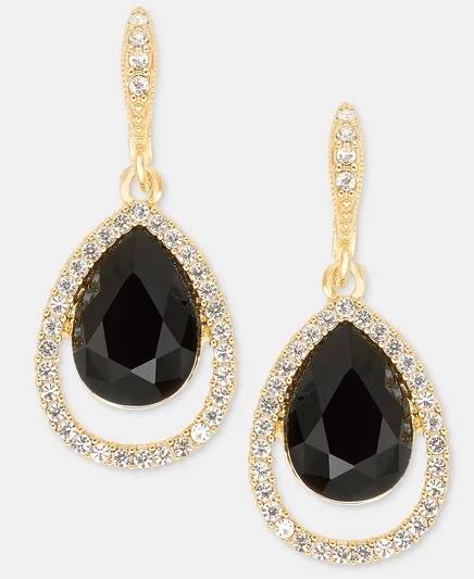 Серьги-капли Givenchy с ажурными кристаллами, черные