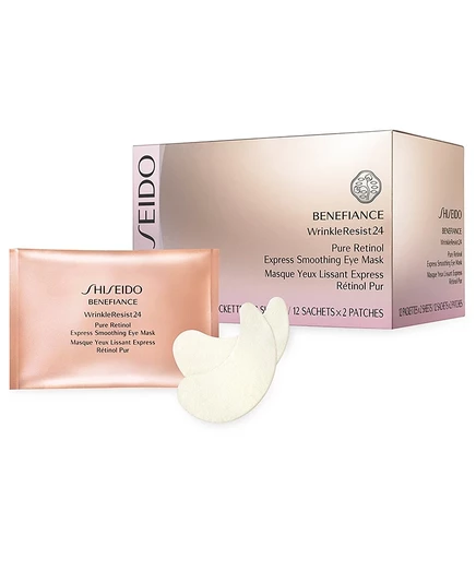 Shiseido Benefiance WrinkleResist24 Экспресс-разглаживающая маска для глаз с чистым ретинолом - 12 упаковок белого цвета