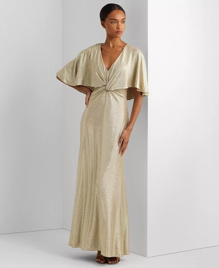  Женское платье-накидка с перекручивающейся передней частью birch tan gold foil