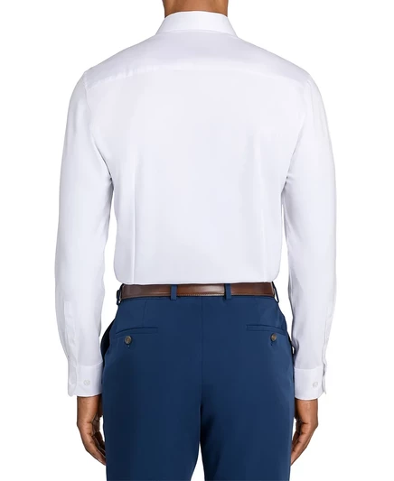 Мужская однотонная гибридная рубашка MICHELSONS OF LONDON Slim Fit с длинным рукавом, легкая в уходе white