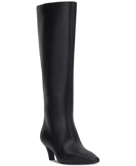  Женские сапоги Sameya на среднем каблуке до колена, созданные для Macy's black smooth