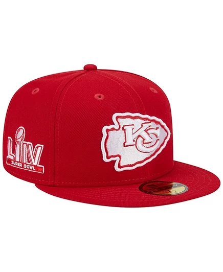Мужская приталенная шляпа New Era Scarlet Kansas City Chiefs Super Bowl LIV с основной нашивкой 59-го размера, красная