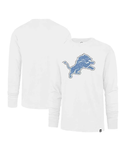 Мужская брендовая белая потертая футболка Detroit Lions Premier Franklin с длинным рукавом 47-го года выпуска white