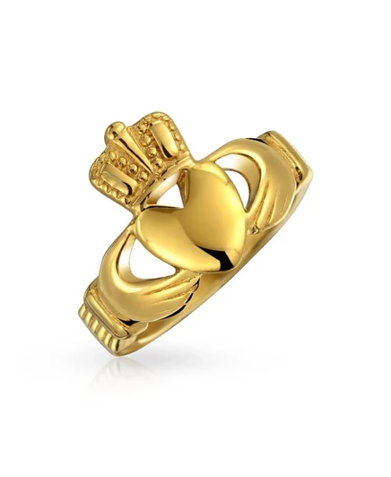 Унисекс кольцо Bling Jewelry Claddagh сталь, золотистое