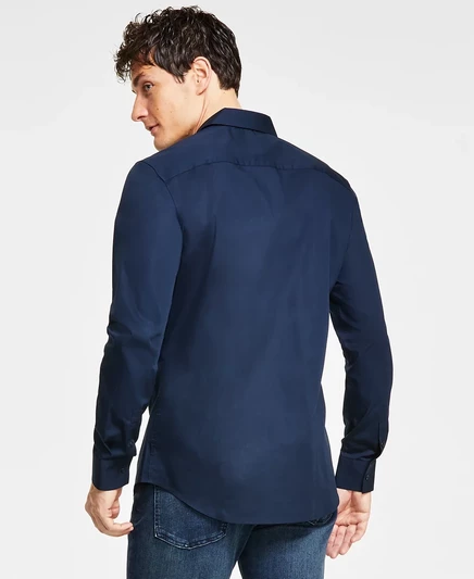 Мужской комплект Calvin Klein: пальто, свитер, джинсы, синий