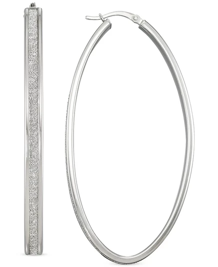 Серьги Macy's овальные с глиттером, стерлинговое серебро