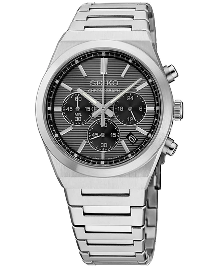 Мужские часы seiko essentials хронограф, 40 мм, серые