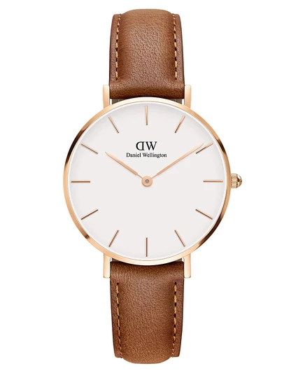 Женские миниатюрные кожаные часы Daniel Wellington Durham Brown, 32 мм, коричневые