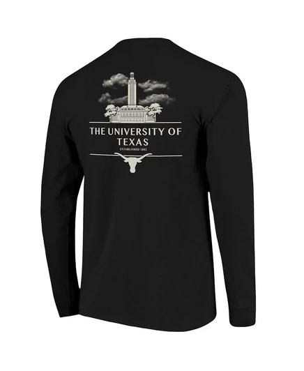 Мужская футболка с длинным рукавом Image One черного цвета Texas Longhorns Comfort Colors Campus Nights black