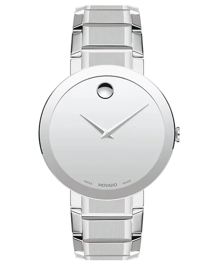 Мужские часы Movado Swiss Sapphire 39 мм, сталь, серебристые