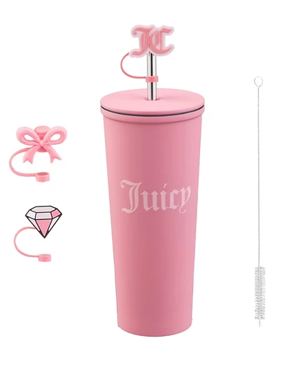Термокружка Juicy Couture 710 мл с насадками, розовая