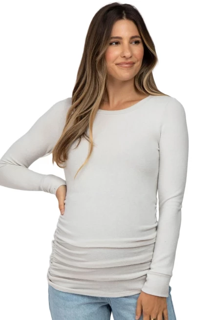 Женский топ для беременных PinkBlush Soft Knit Ruched, бежевый