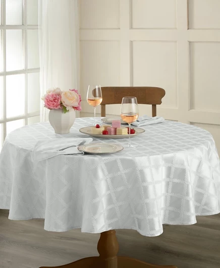 Скатерть круглая Lenox Laurel Leaf 90″ x 90″, белая