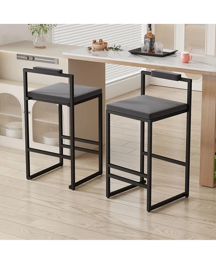 Набор из 2 бархатных барных стульев Streamdale Furniture, высота стойки, Черный и серый