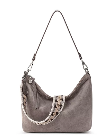  Кожаная сумка-хобо Jasmine Medium из натуральной кожи mushroom suede