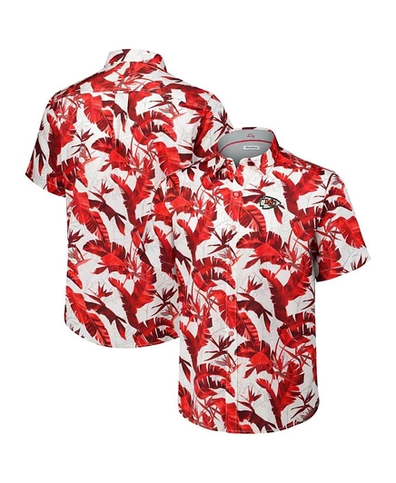 Мужская красная рубашка Tommy Bahama Kansas City Chiefs Sunnyvale Blooms Camp на пуговицах от Tommy Bahama red